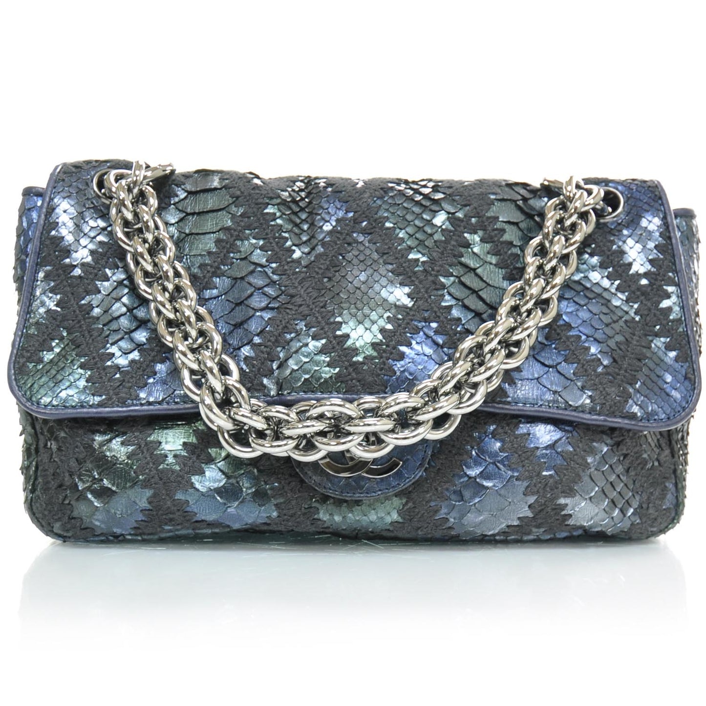 Python Crochet Stitched Jumbo Flap Blue