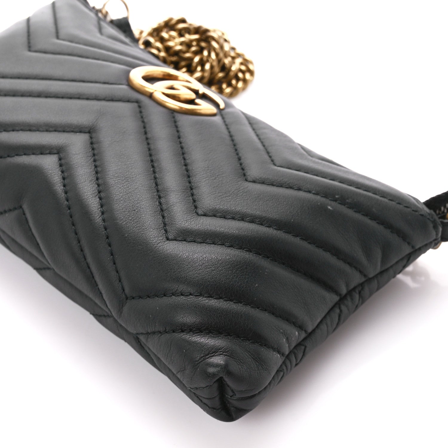 Gucci Calfskin Matelasse Mini GG Marmont Chain Bag Black 9 of 11
