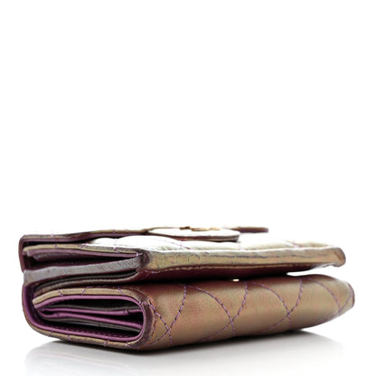 Chanel Iridescent Lambskin Quilted Double Flap Wallet Purple 4 of 14