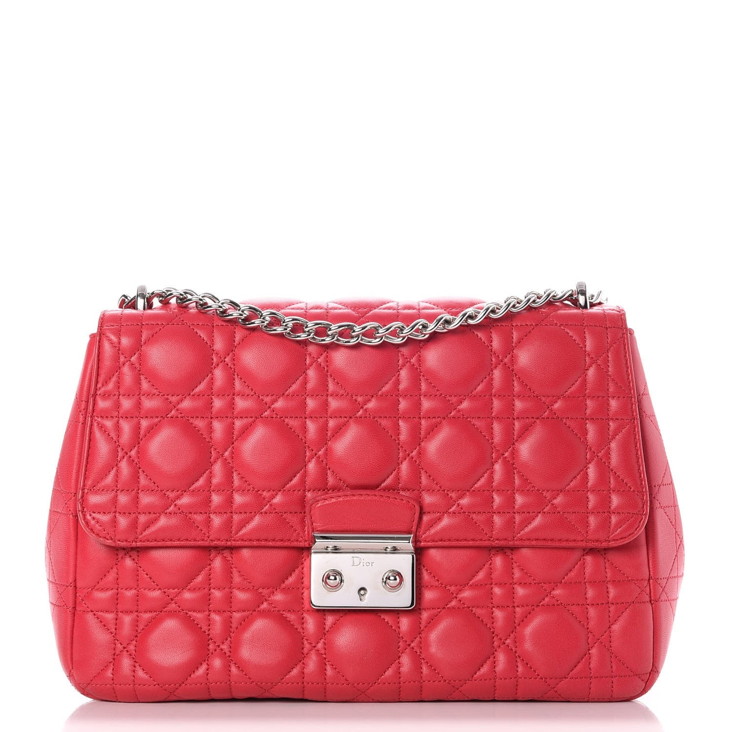 Lambskin Cannage Large Miss Dior Flap Fuchsia