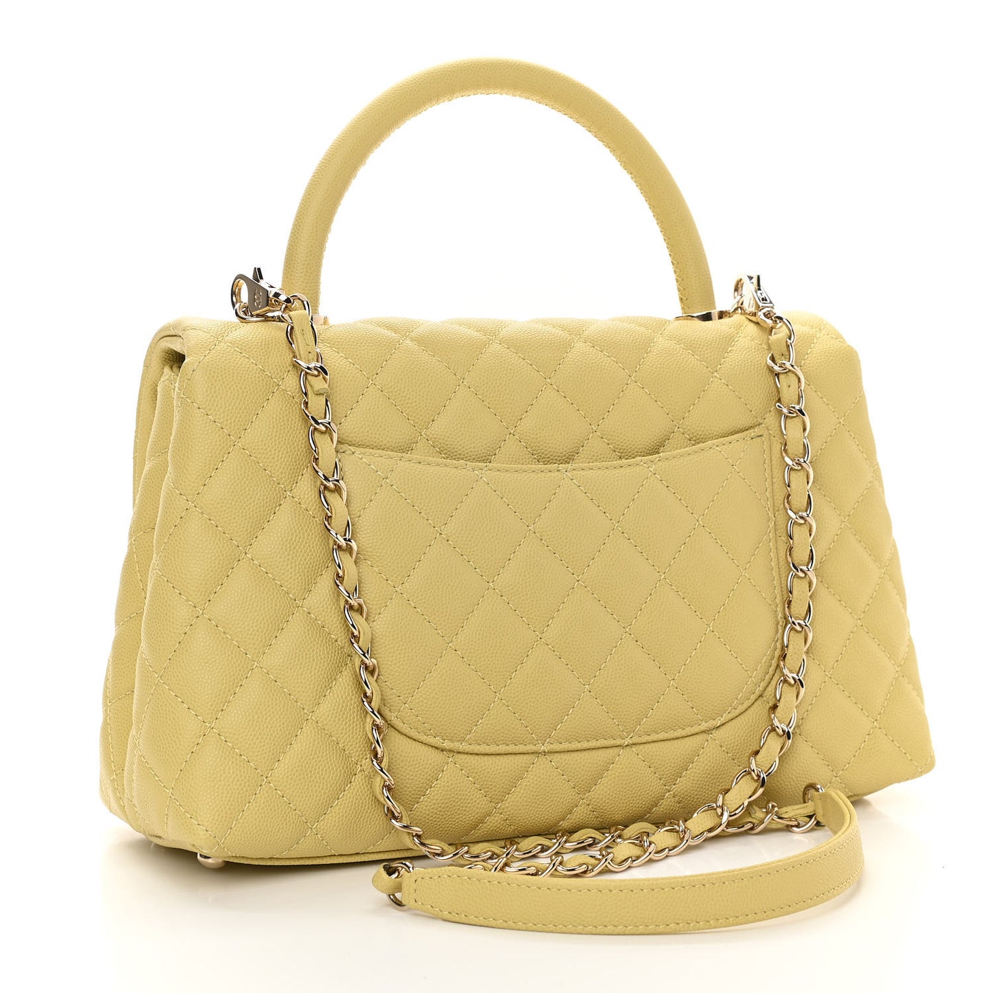 Caviar Quilted Small Coco Handle Flap Yellow
