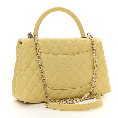 Chanel Caviar Quilted Small Coco Handle Flap Yellow 3 of 11