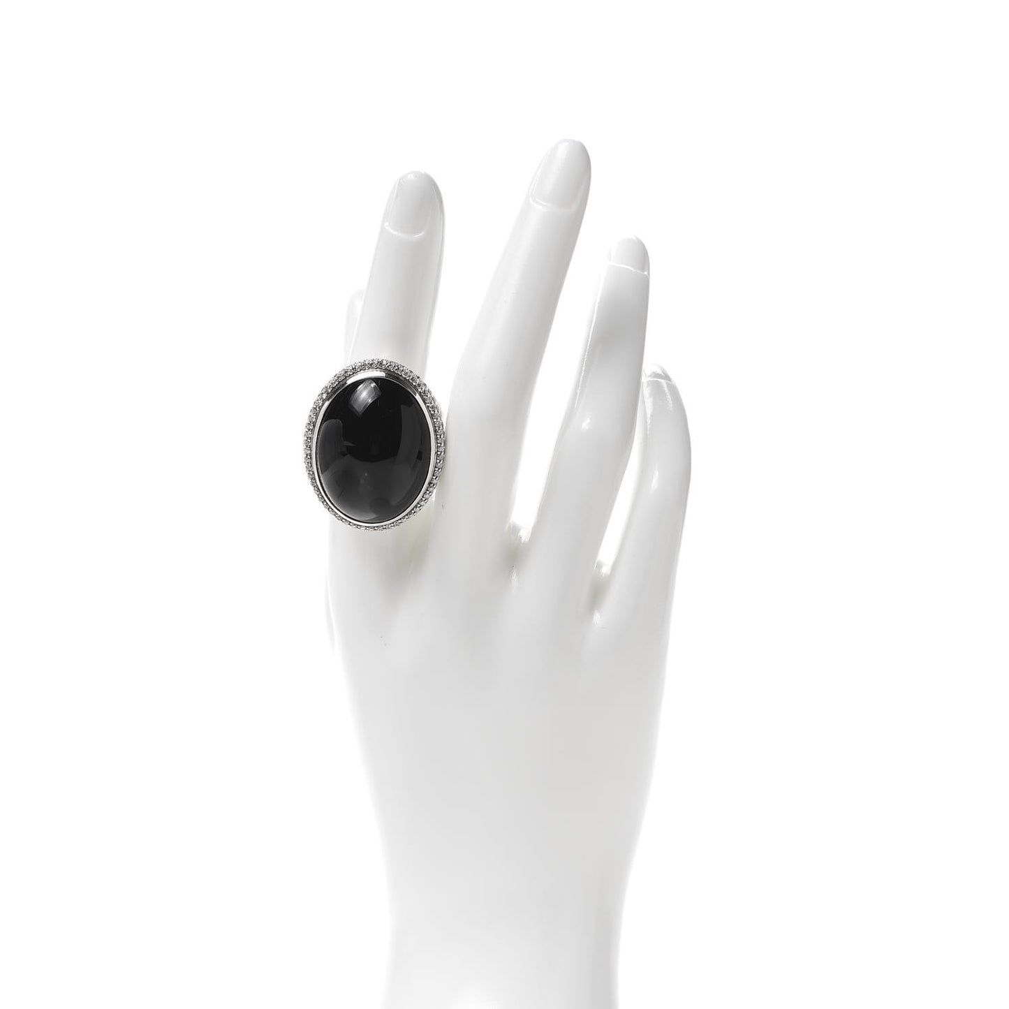 Sterling Silver Diamond Black Onyx Signature Oval Ring 54 7
