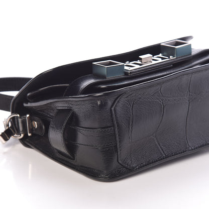 Proenza Schouler Calfskin Crocodile Embossed Mini PS11 Classic Shoulder Bag Black 8 of 10