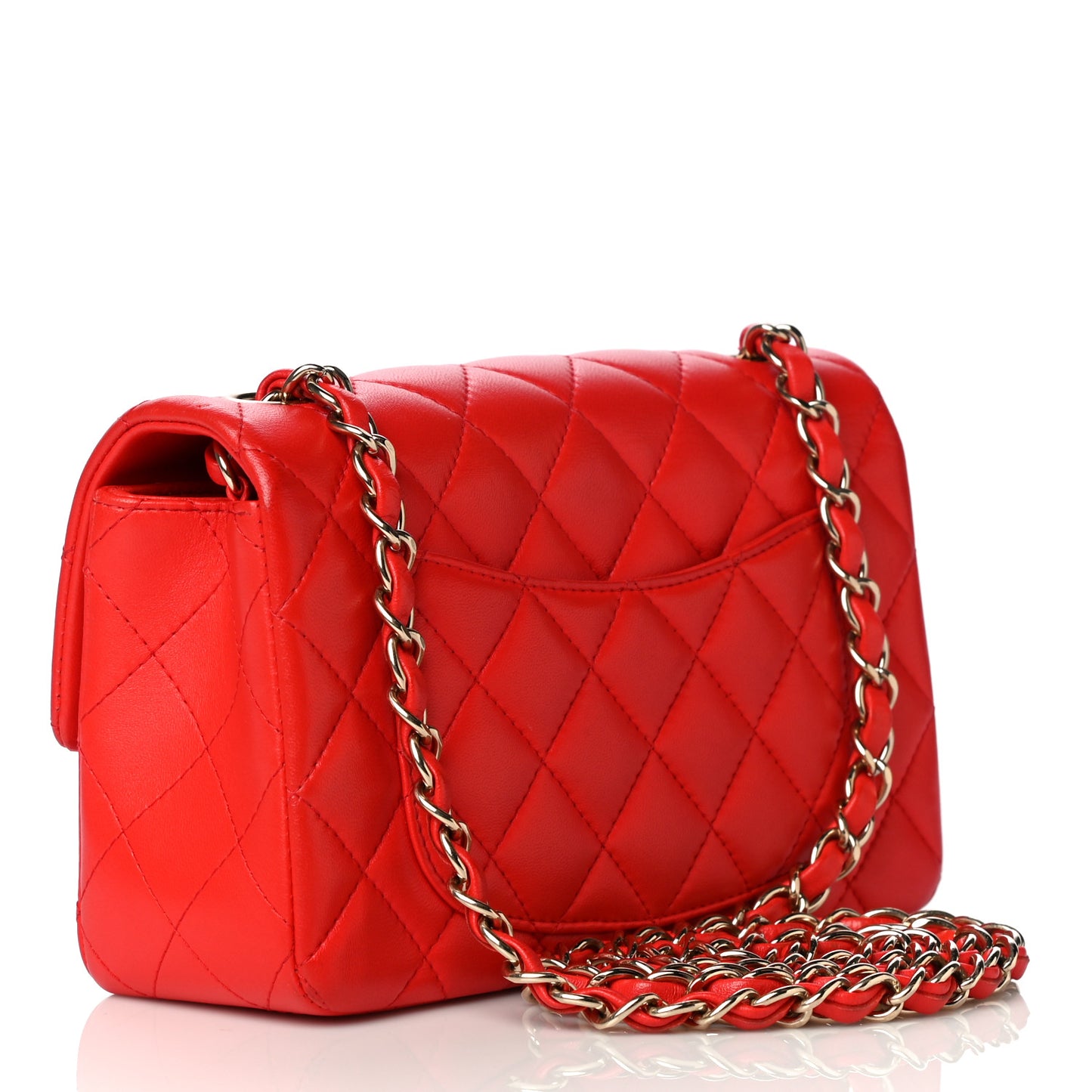 Lambskin Quilted Mini Rectangular Flap Red