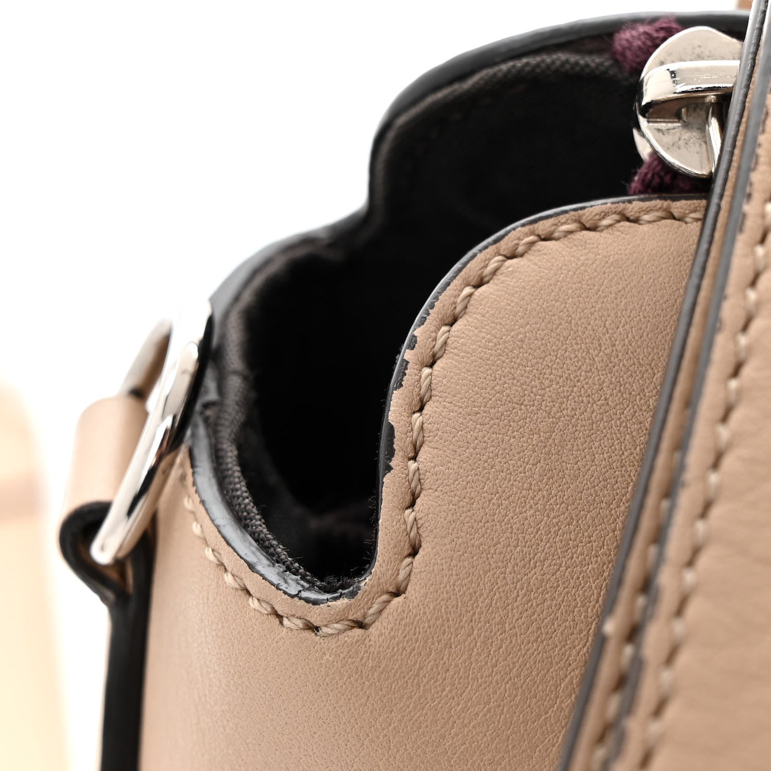 Fendi Vitello Dolce Medium By The Way Boston Bag Latte Camelia Bordeaux 13 of 14