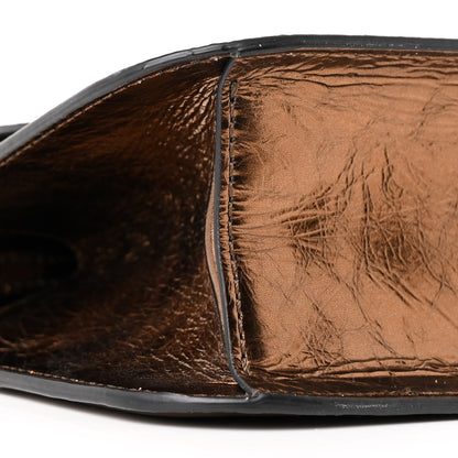 Valentino Garavani Metallic Crackle Effect Calfskin Vlogo Loco Shoulder Bag Bronze 9 of 11