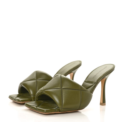 Bottega Veneta Nappa Quilted Rubber Lido Mule Sandals 38 Khaki 4 of 9