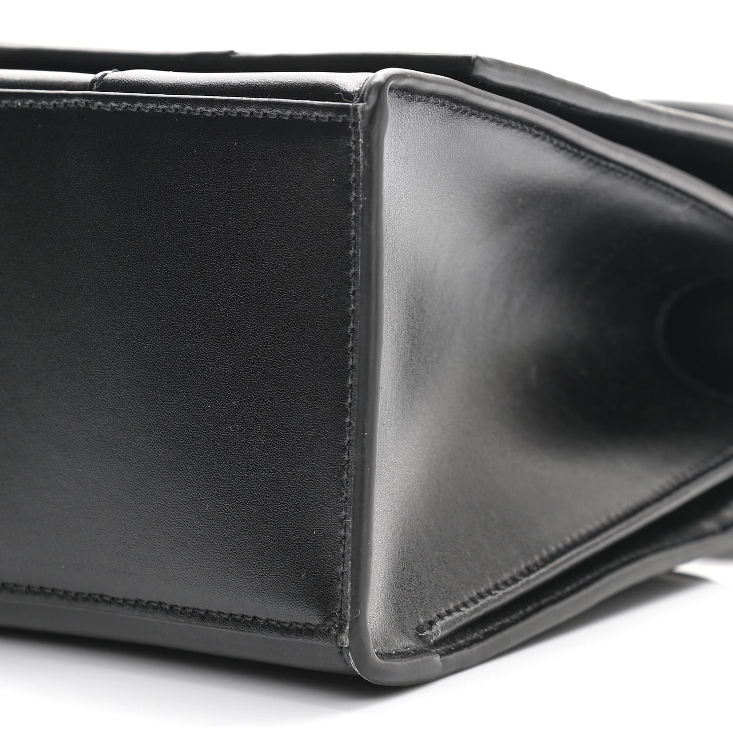 Shiny Box Calfskin Medium Hourglass Top Handle Bag Black