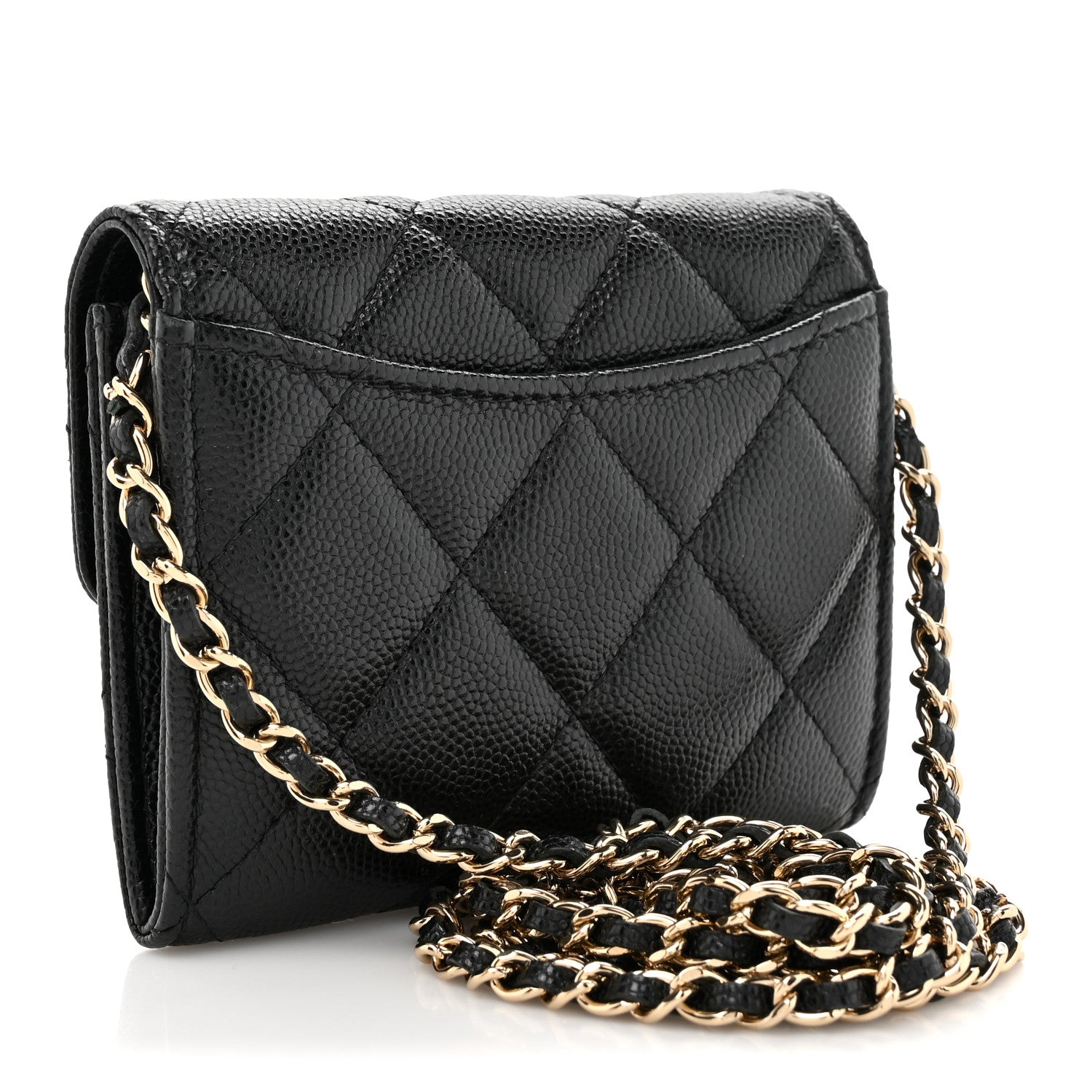 Chanel Caviar Quilted Flap Card Holder On Chain Black 3 of 13