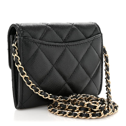 Chanel Caviar Quilted Flap Card Holder On Chain Black 3 of 13