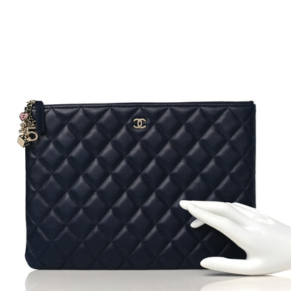 Chanel Lambskin Quilted Medium Casino Beauty CC Cosmetic Case Navy 2 of 8