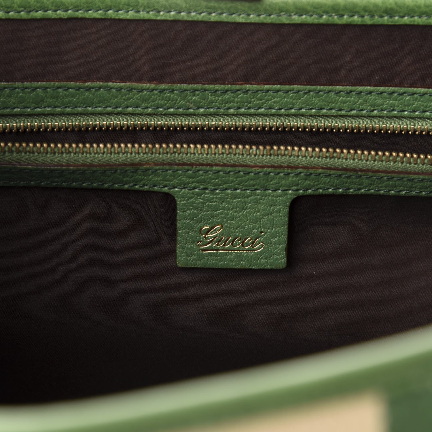 Gucci Calfskin Web Bamboo Bullet Satchel Green 6 of 13