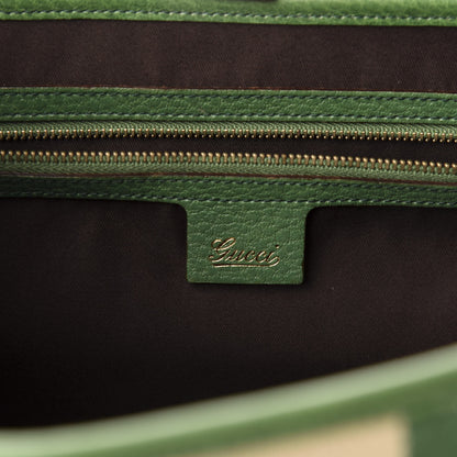 Gucci Calfskin Web Bamboo Bullet Satchel Green 6 of 13