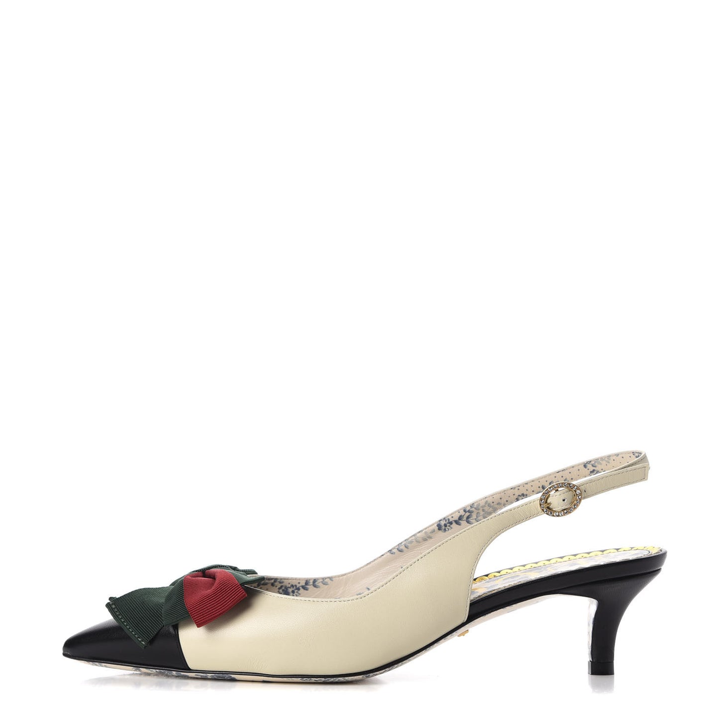 Malaga Kid Web Bow Jane Low Heel Slingback Pumps 38.5 Vintage White