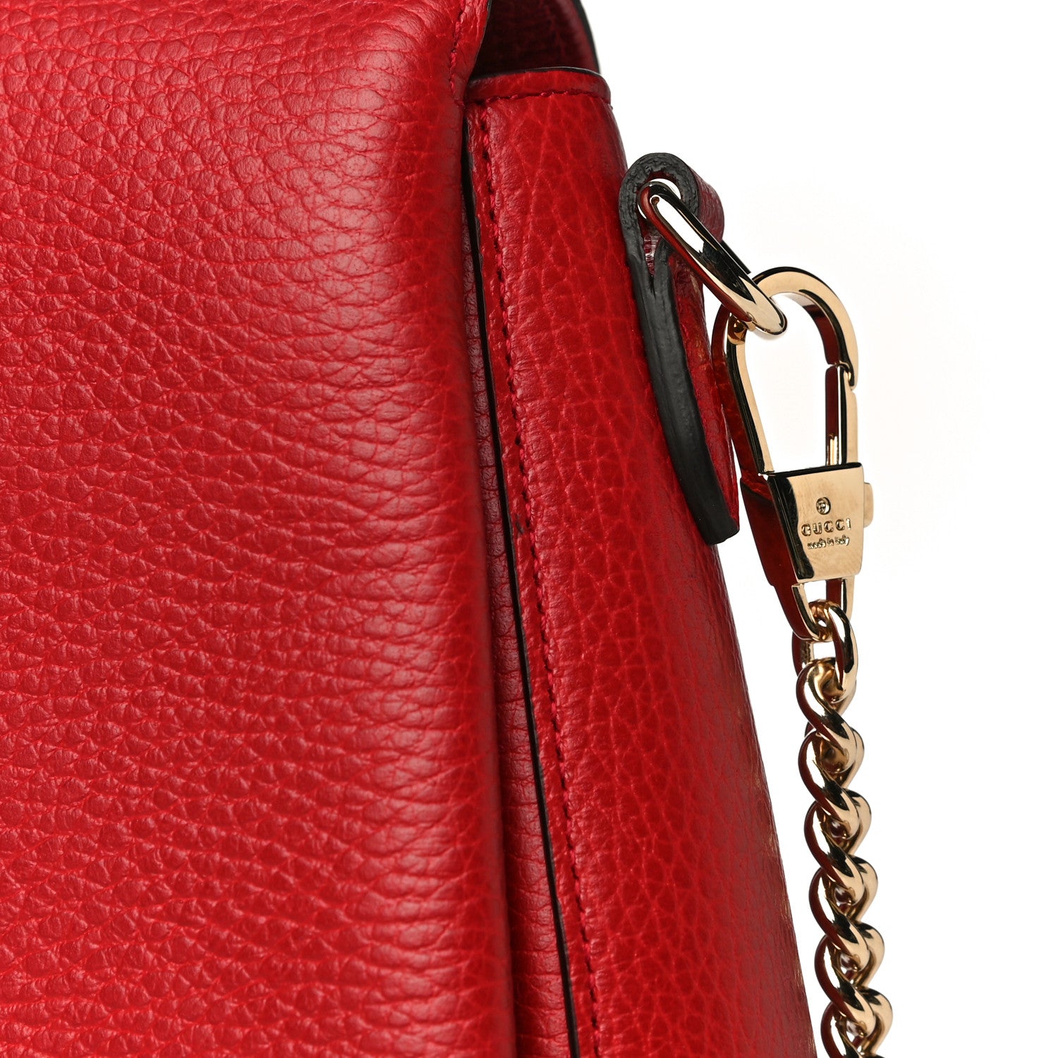 Gucci Dollar Calfskin Medium Interlocking G Top Handle Shoulder Bag Red 15 of 18