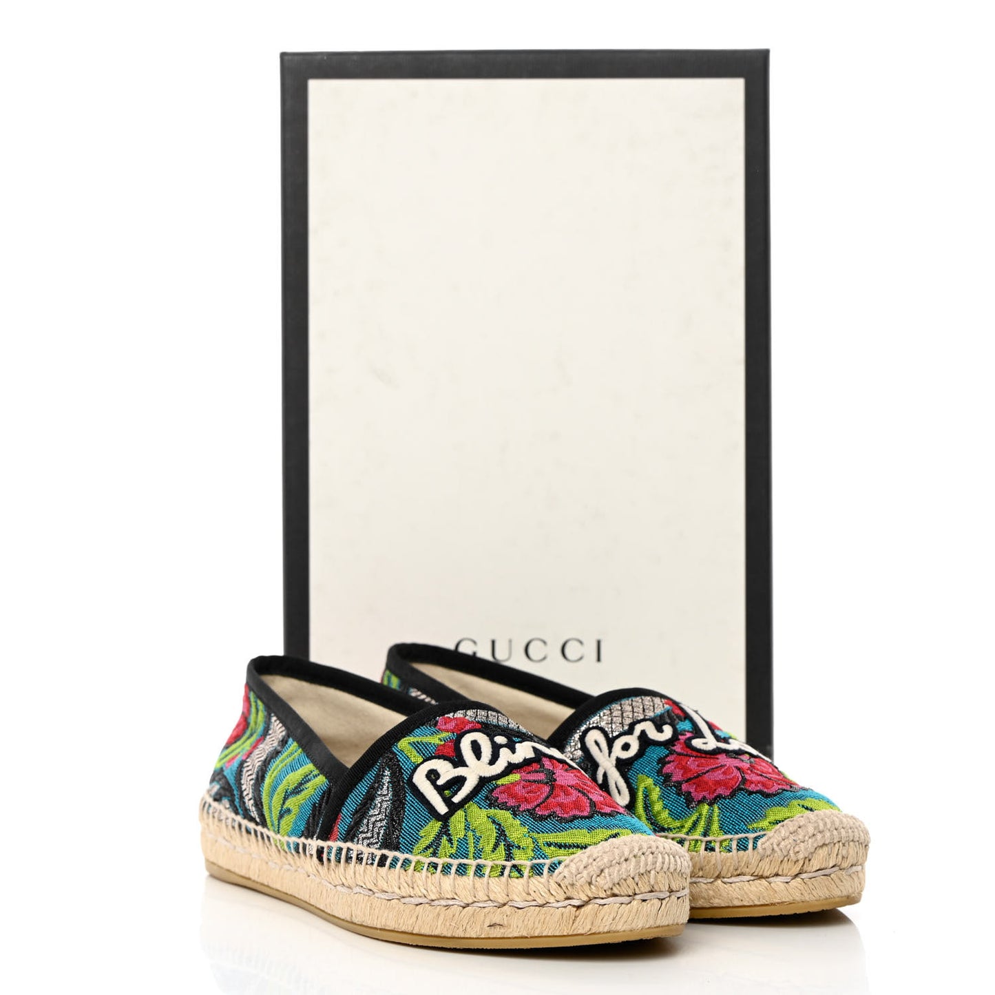Tapestry Brocade Blind For Love Espadrilles 37.5 Acquamarine Green Black