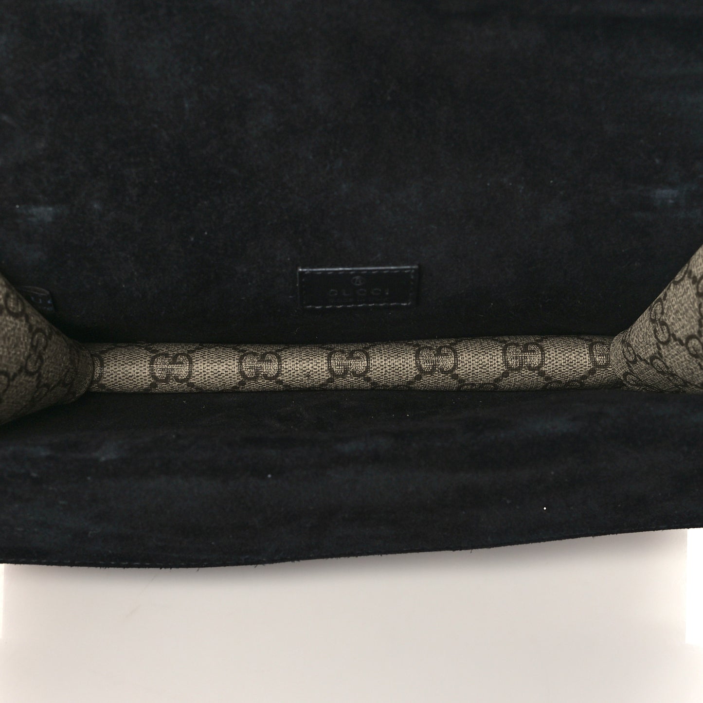 GG Supreme Monogram Suede Crystal Small Dionysus Shoulder Bag Beige Ebony Black