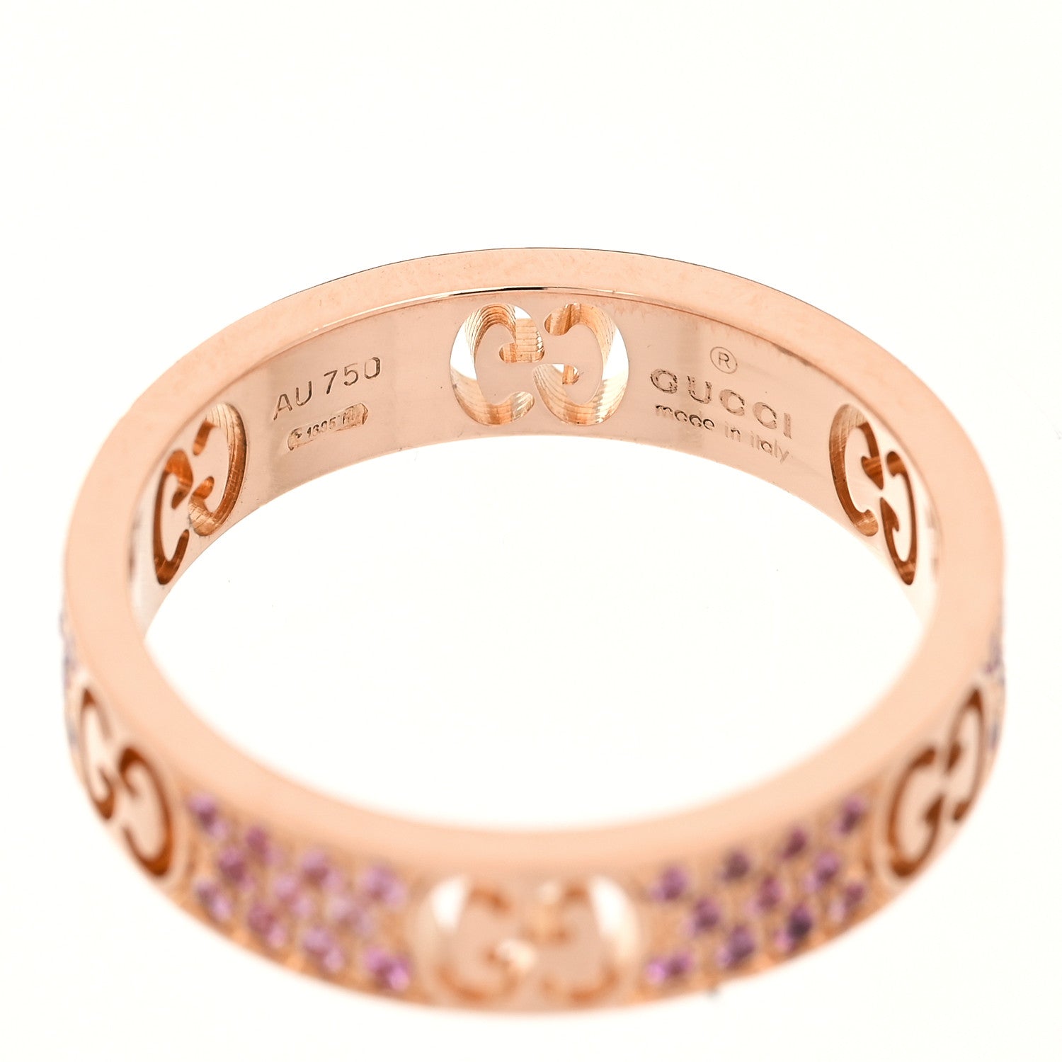 Gucci 18K Rose Gold Pink Sapphire Icon Stardust Thin Band Ring 52 6 4 of 6