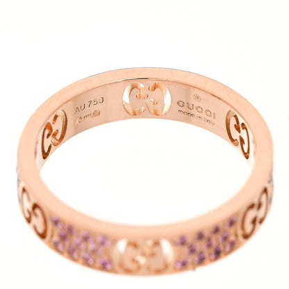 Gucci 18K Rose Gold Pink Sapphire Icon Stardust Thin Band Ring 52 6 4 of 6