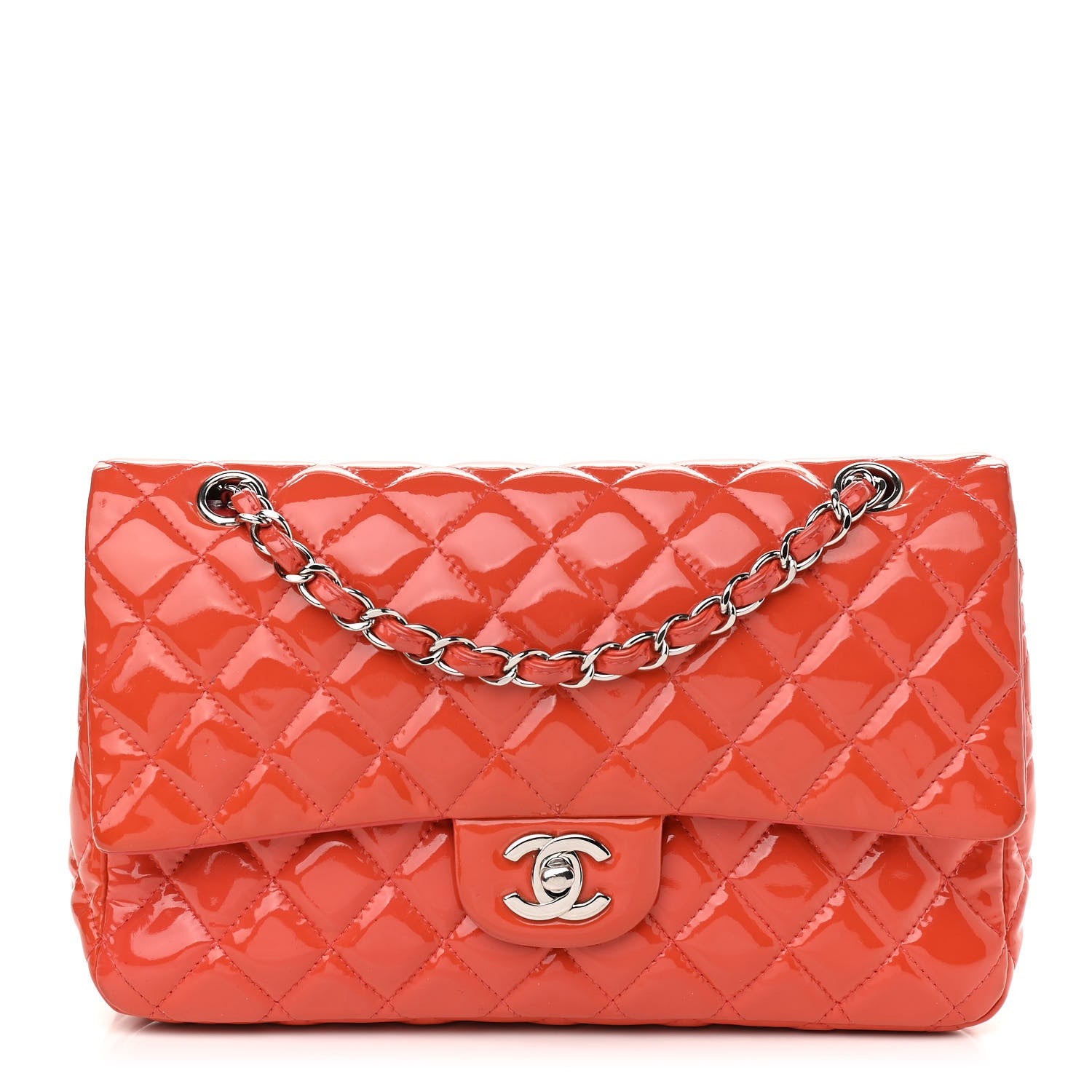 Chanel Patent Calfskin Quilted Medium Double Flap Red 1 of 17