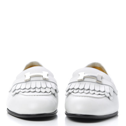 Hermes Calfskin Womens Royal Loafers 36.5 White 2 of 14