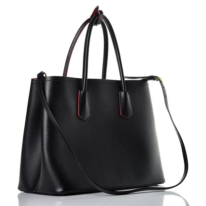 Prada Saffiano Cuir Medium Double Bag Black Fuoco 4 of 10