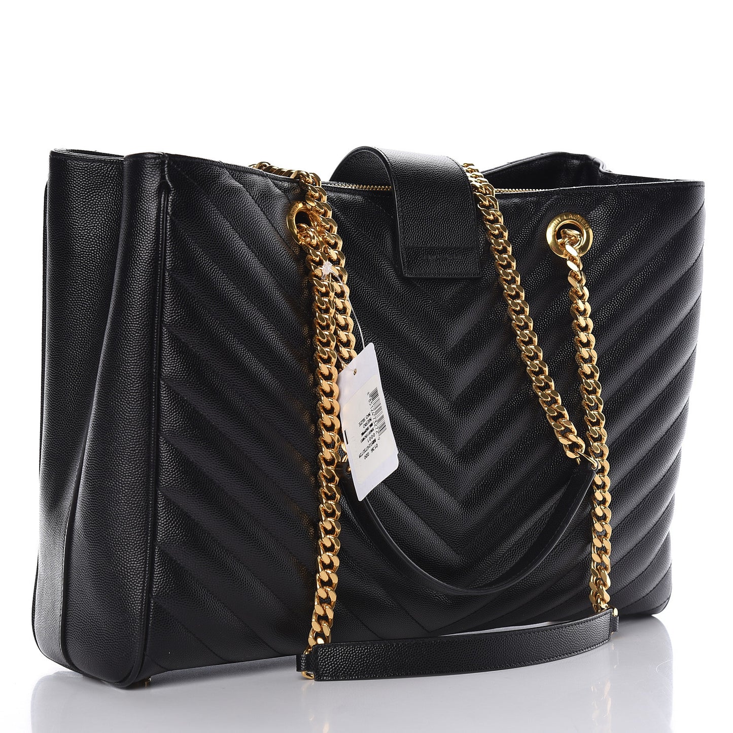 Grain De Poudre Matelasse Chevron Monogram Shopping Bag Black