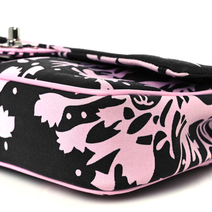 Chanel Printed Fabric East West Flap Black Pink 10 of 13