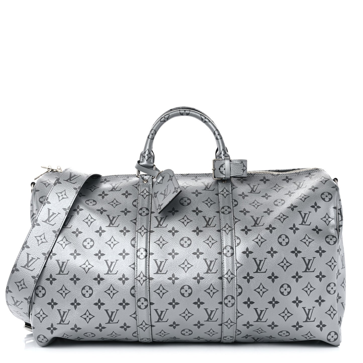 Metallic Monogram Keepall Bandouliere 50 Silver