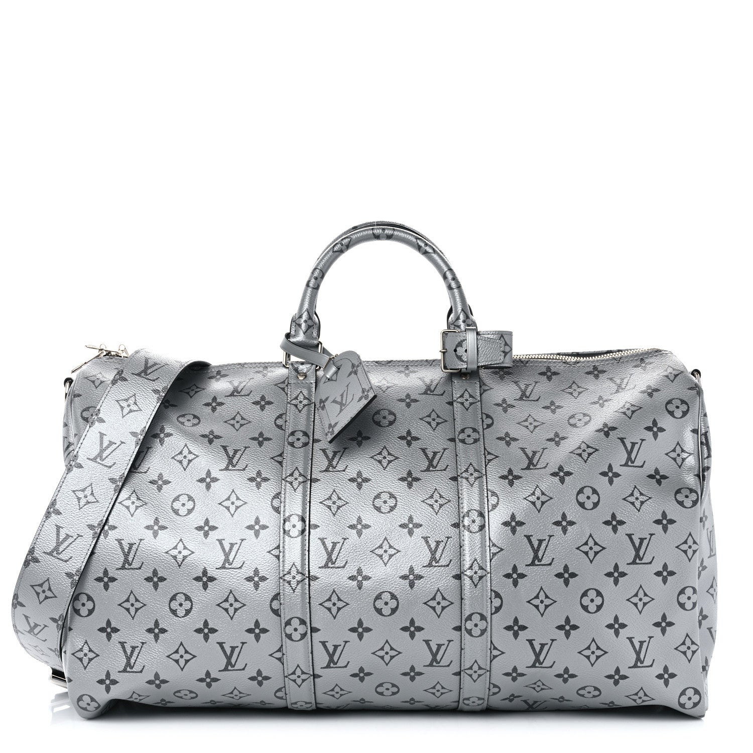 Louis Vuitton Metallic Monogram Keepall Bandouliere 50 Silver 1 of 9