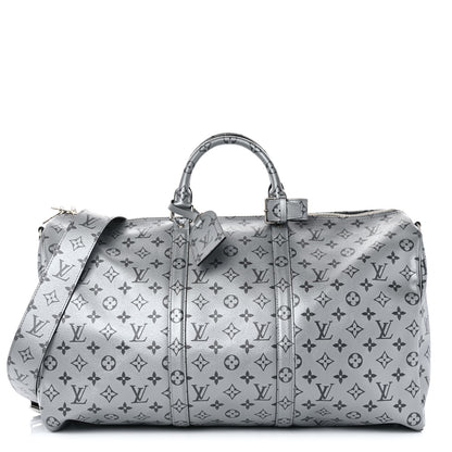 Louis Vuitton Metallic Monogram Keepall Bandouliere 50 Silver 1 of 9