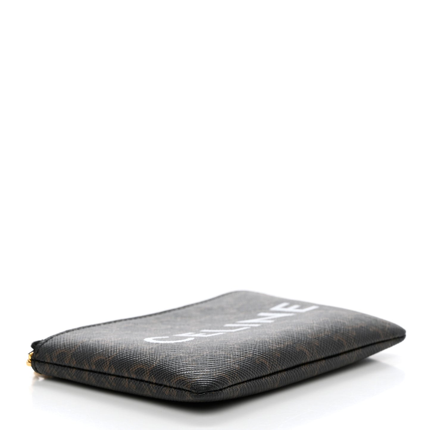 Triomphe Canvas Logo Coin and Card Pouch With Hook Black