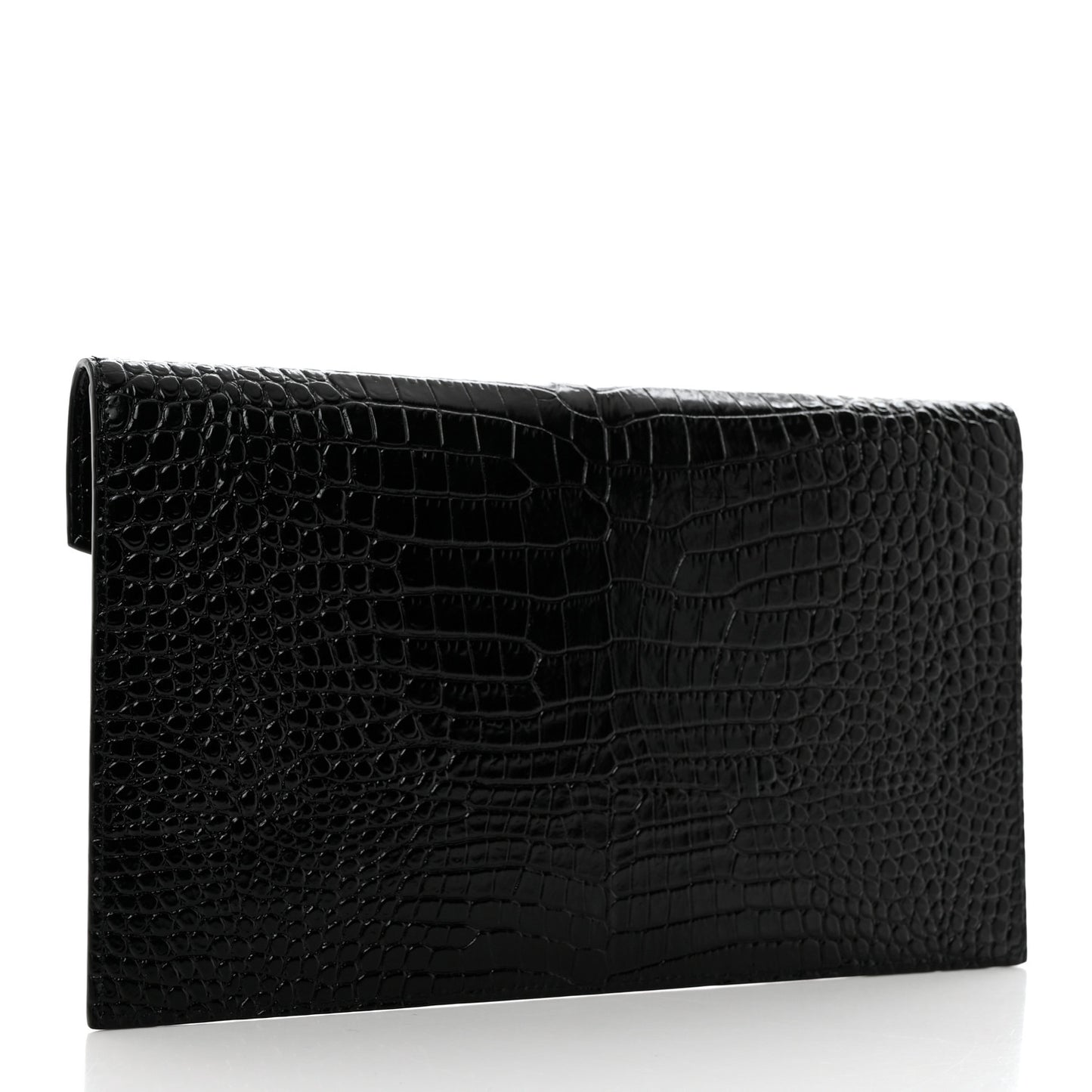 Calfskin Crocodile Embossed Uptown Monogram Pouch Black