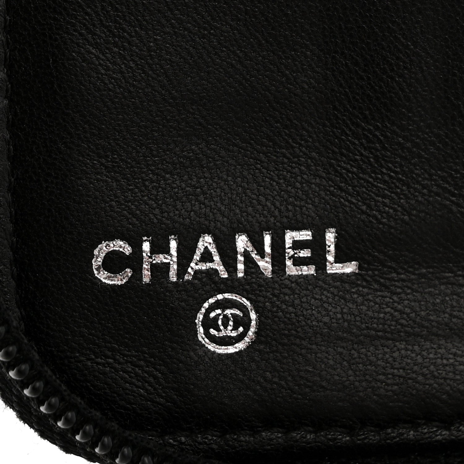 Chanel Lambskin Camellia Embossed Zip Around Organizer Wallet Black 6 of 13