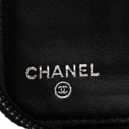 Chanel Lambskin Camellia Embossed Zip Around Organizer Wallet Black 6 of 13