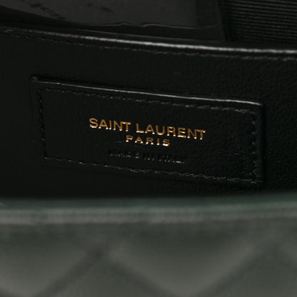 Saint Laurent Grain De Poudre Textured Mixed Matelasse Medium Triquilt Monogram Satchel Vert Fonce 7 of 9