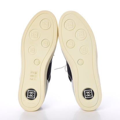 Chanel Canvas Suede Womens Lace Up Sneakers 41 White Black 7 of 7