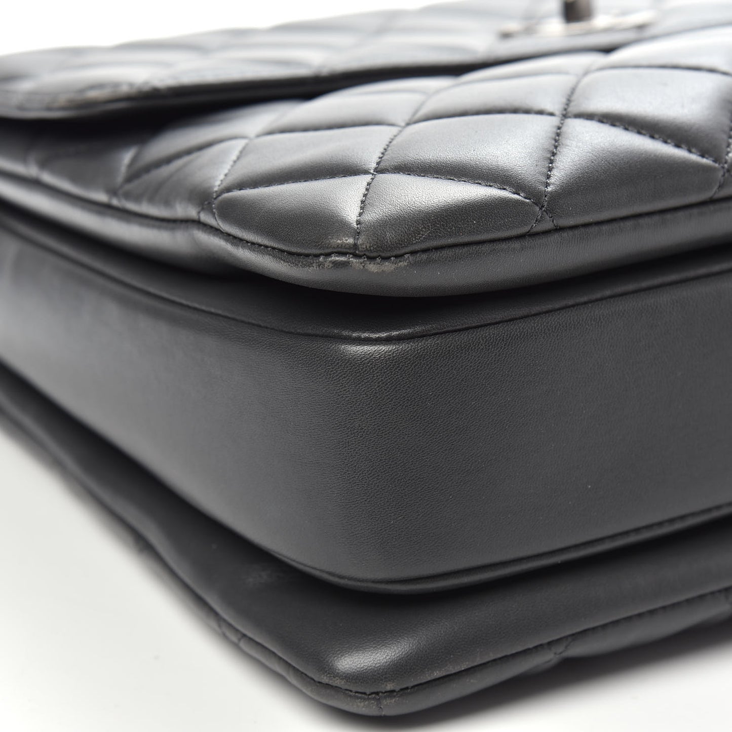 Lambskin Quilted Large Trendy CC Dual Handle Flap Bag Dark Grey