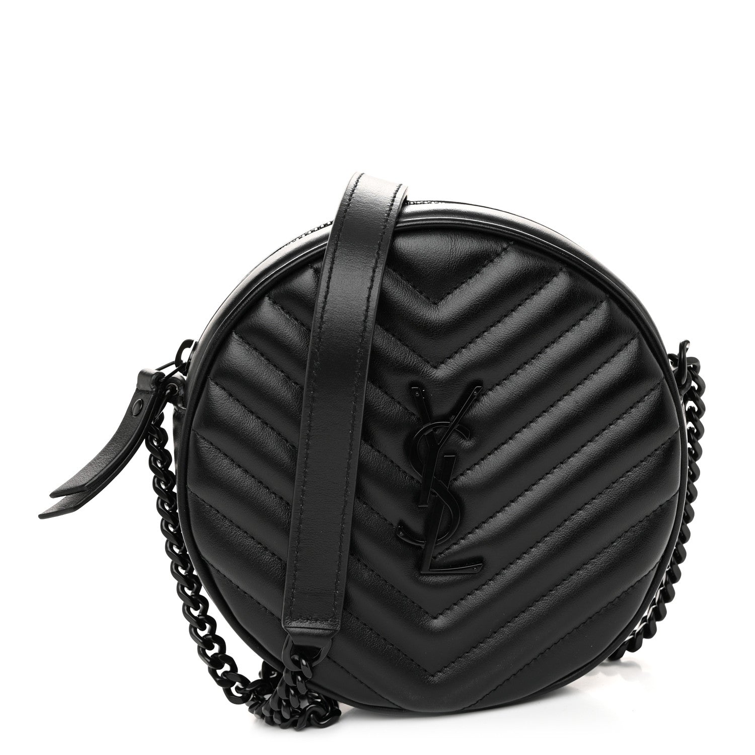 Saint Laurent Calfskin Matelasse Chevron Round Vinyle Camera Bag Black 1 of 10
