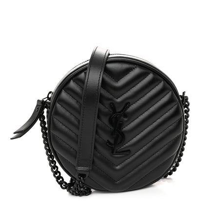 Saint Laurent Calfskin Matelasse Chevron Round Vinyle Camera Bag Black 1 of 10