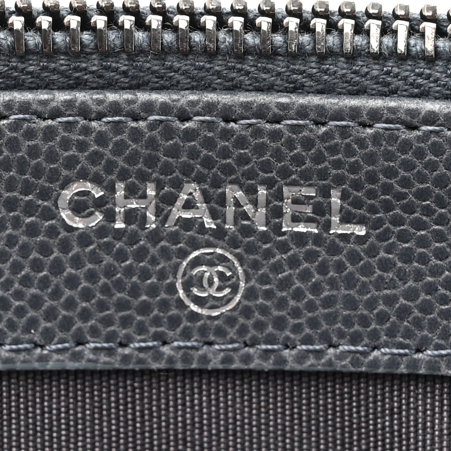 Caviar Quilted Small Clutch With Chain Grey