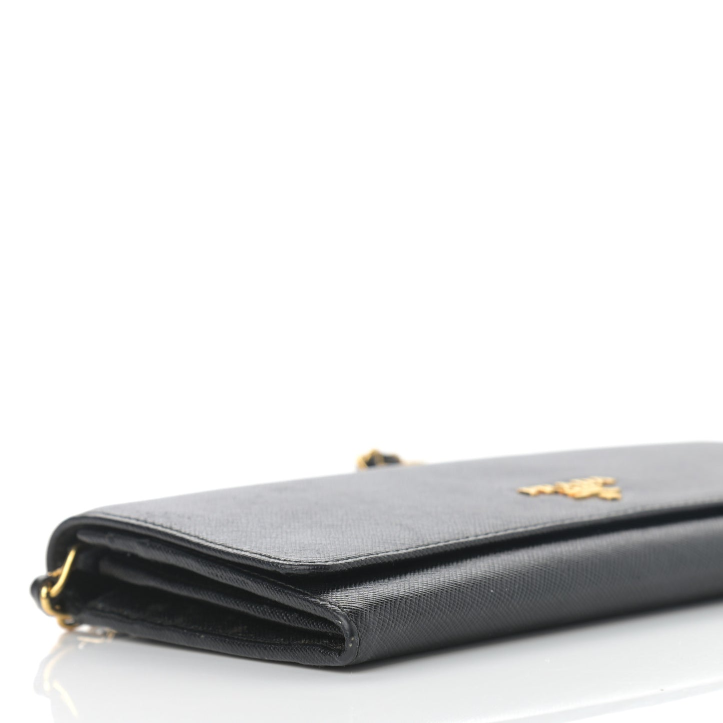 Saffiano Metal Oro Chain Wallet Black