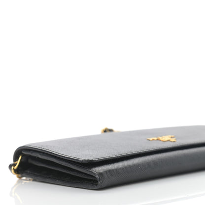 Prada Saffiano Metal Oro Chain Wallet Black 9 of 12