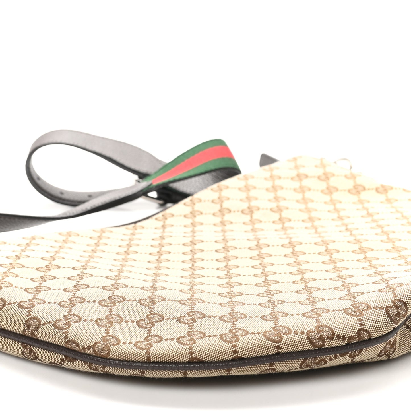 Monogram Calfskin Web Medium B Shoulder Bag Beige Brown