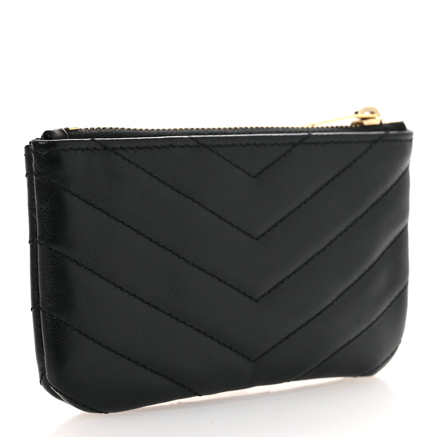 Calfskin Matelasse Monogram Key Pouch Black