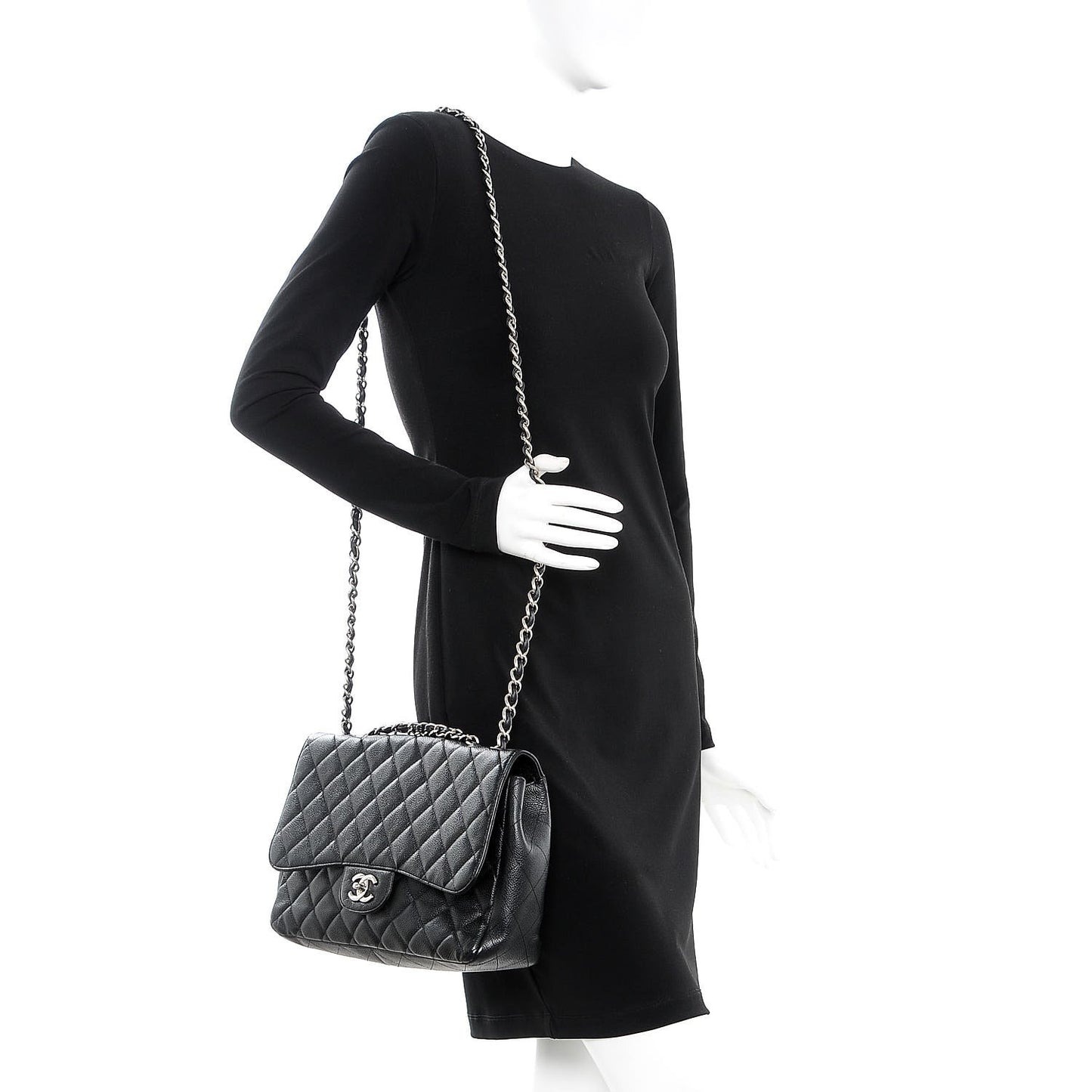 Caviar Quilted Jumbo Single Flap Black