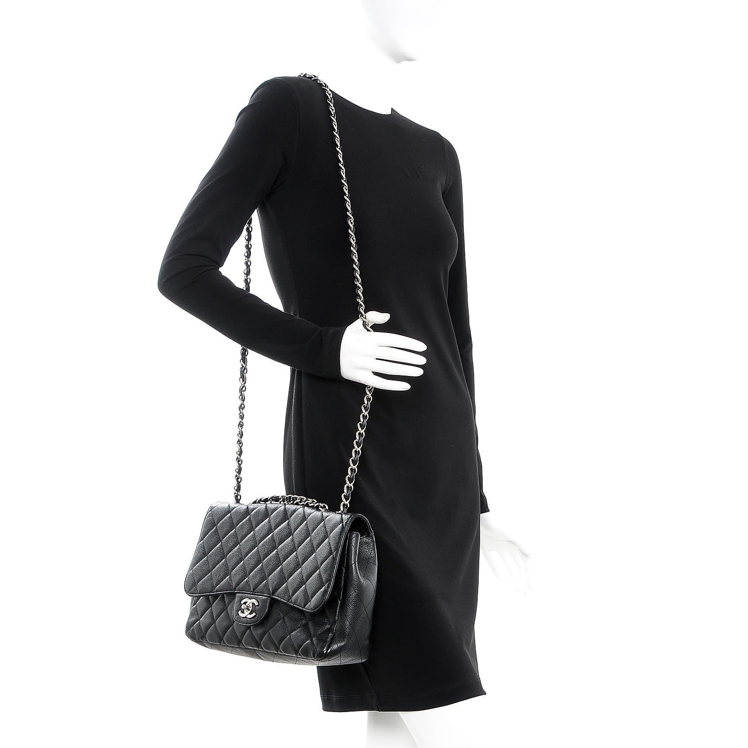 Chanel Caviar Quilted Jumbo Single Flap Black 2 of 7