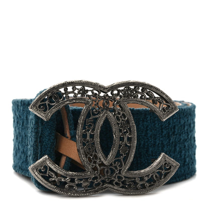 Chanel Tweed CC Wide Belt 85 34 Blue 1 of 7
