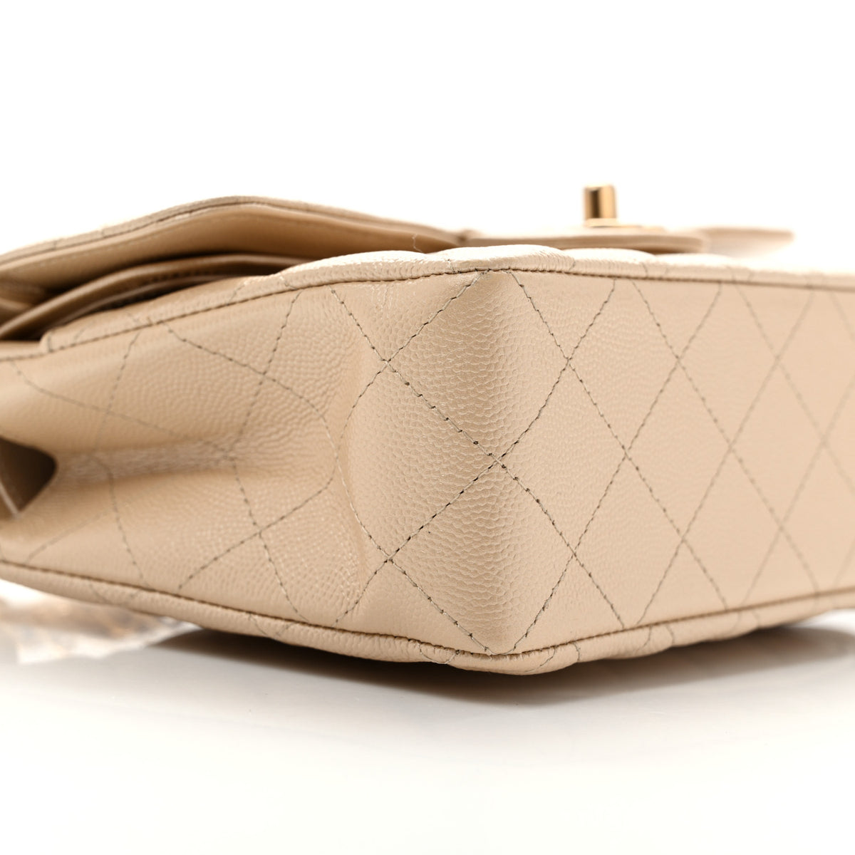 Metallic Caviar Quilted Small Double Flap Gold